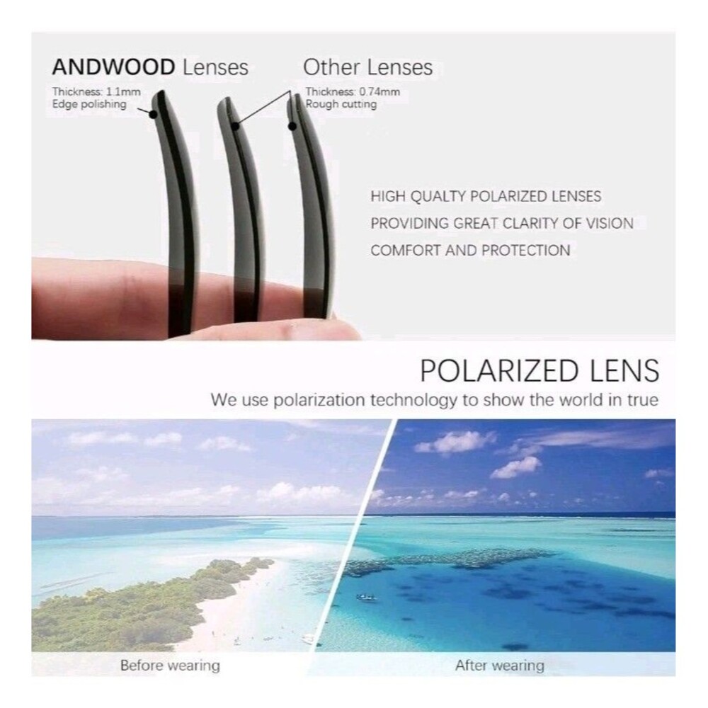 Abalone Seashell Sunglasses Polarized SLYK Shades Uv Protection Wooden - Picture 2 of 7